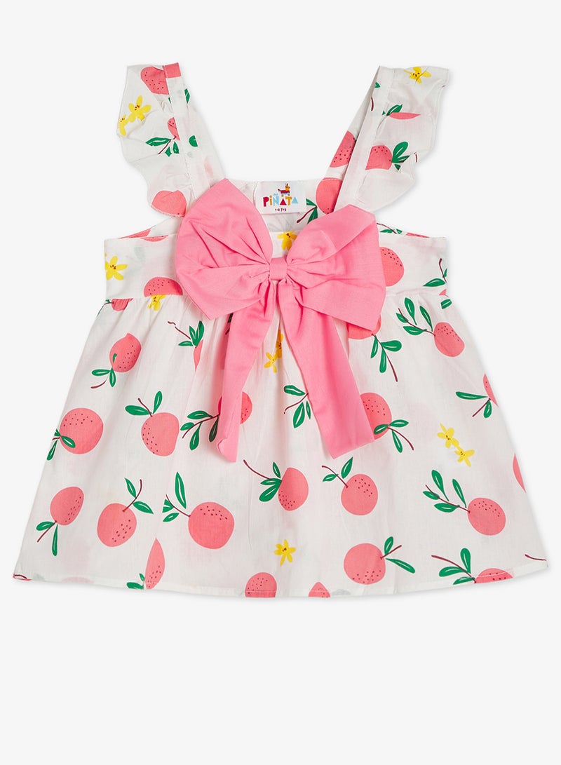 Pinata Printed Pink Bow Detail Summer Dress - Image 3